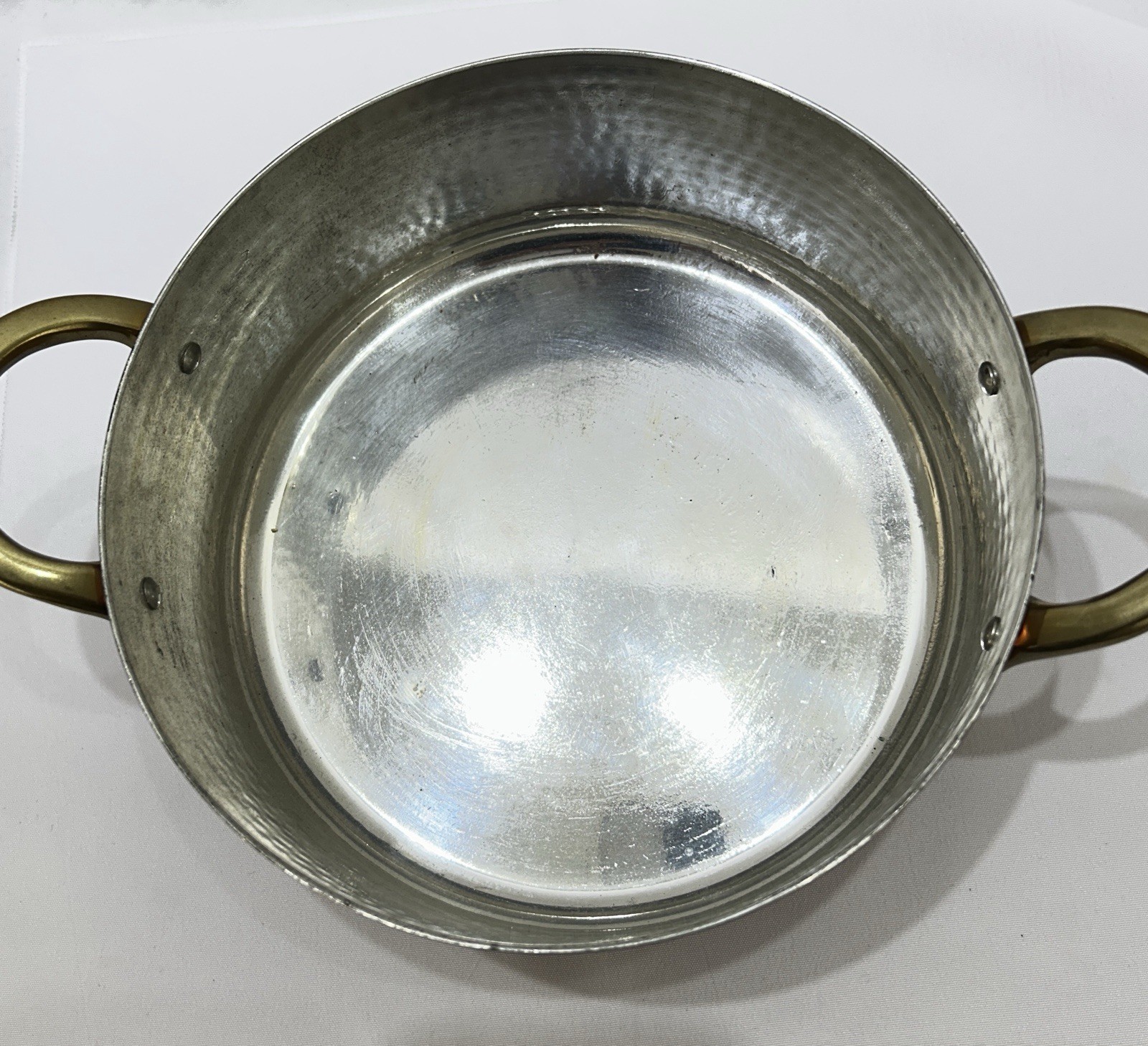 HAKART Hammered Copper Tin Lined Stockpot With Lid Brass Handles