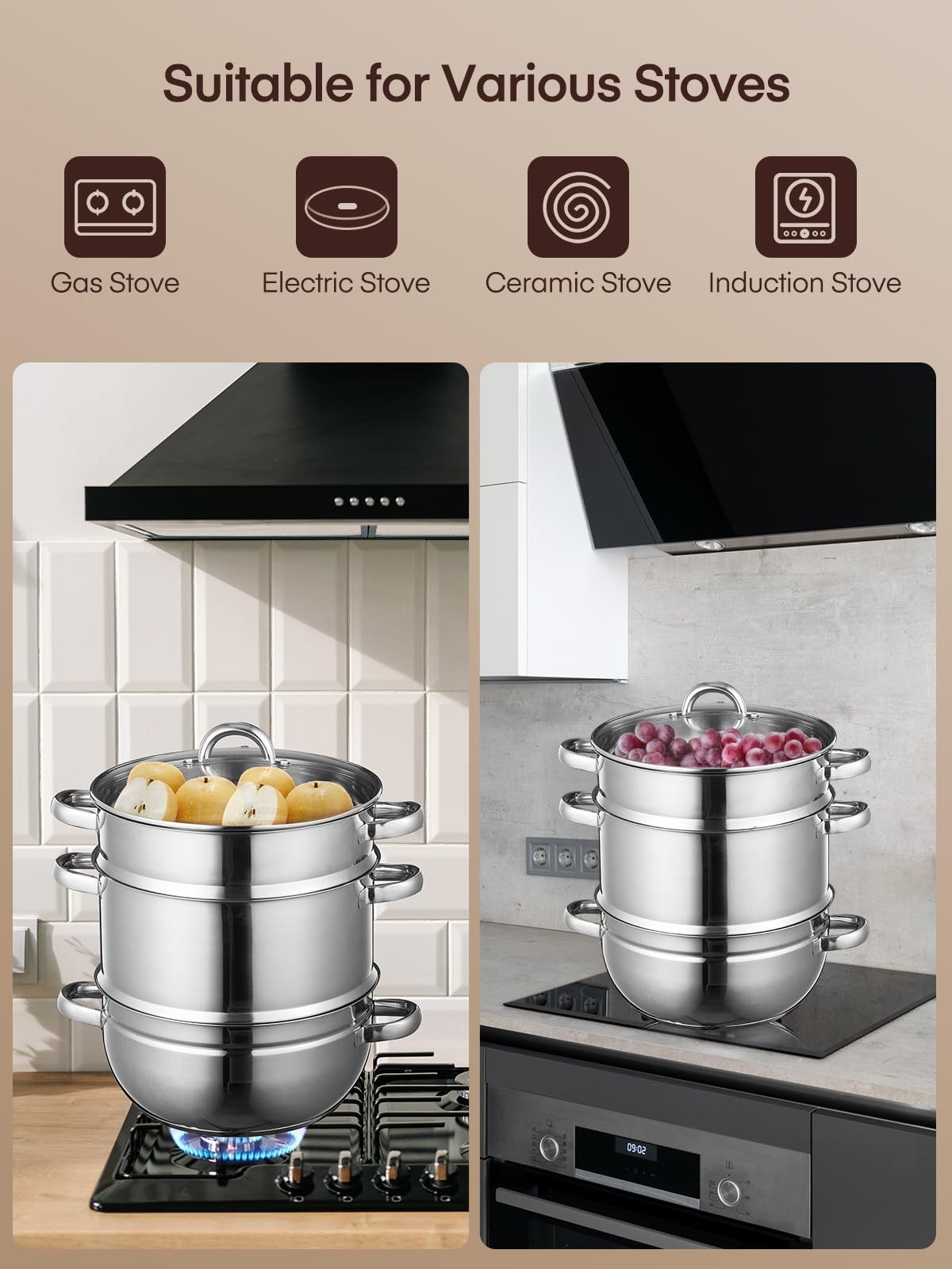 11Qt Steam Juicer Extractor Stainless Steel, Juice Steamer Pot for Fruit & Ve…