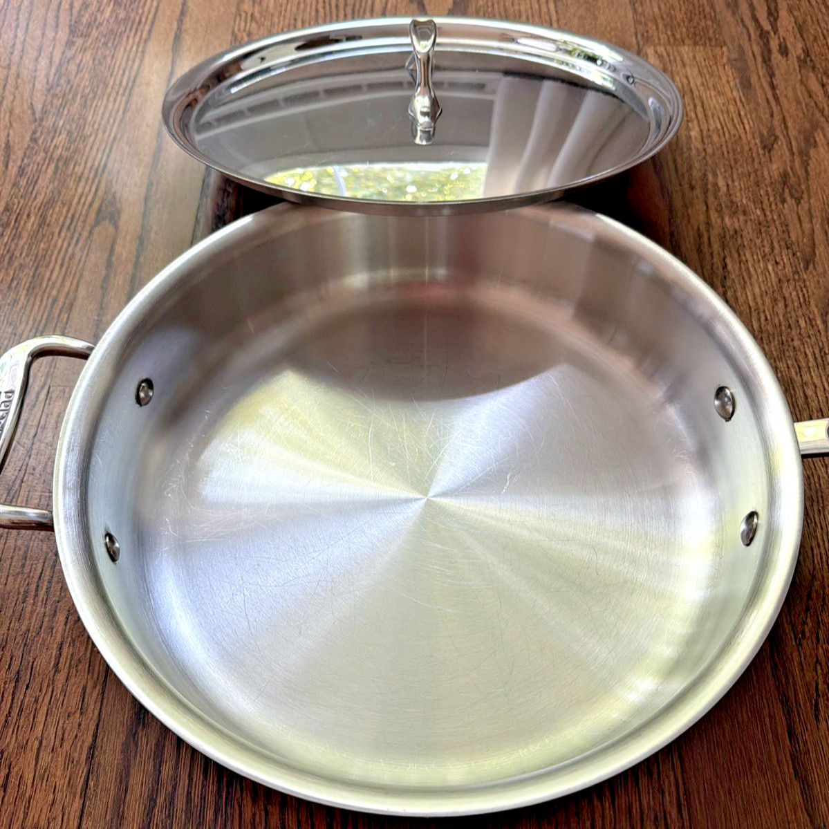All-Clad Copper Core Saute Pan w/ Lid SS Chef Pan 3 Qt Helper Handle USA