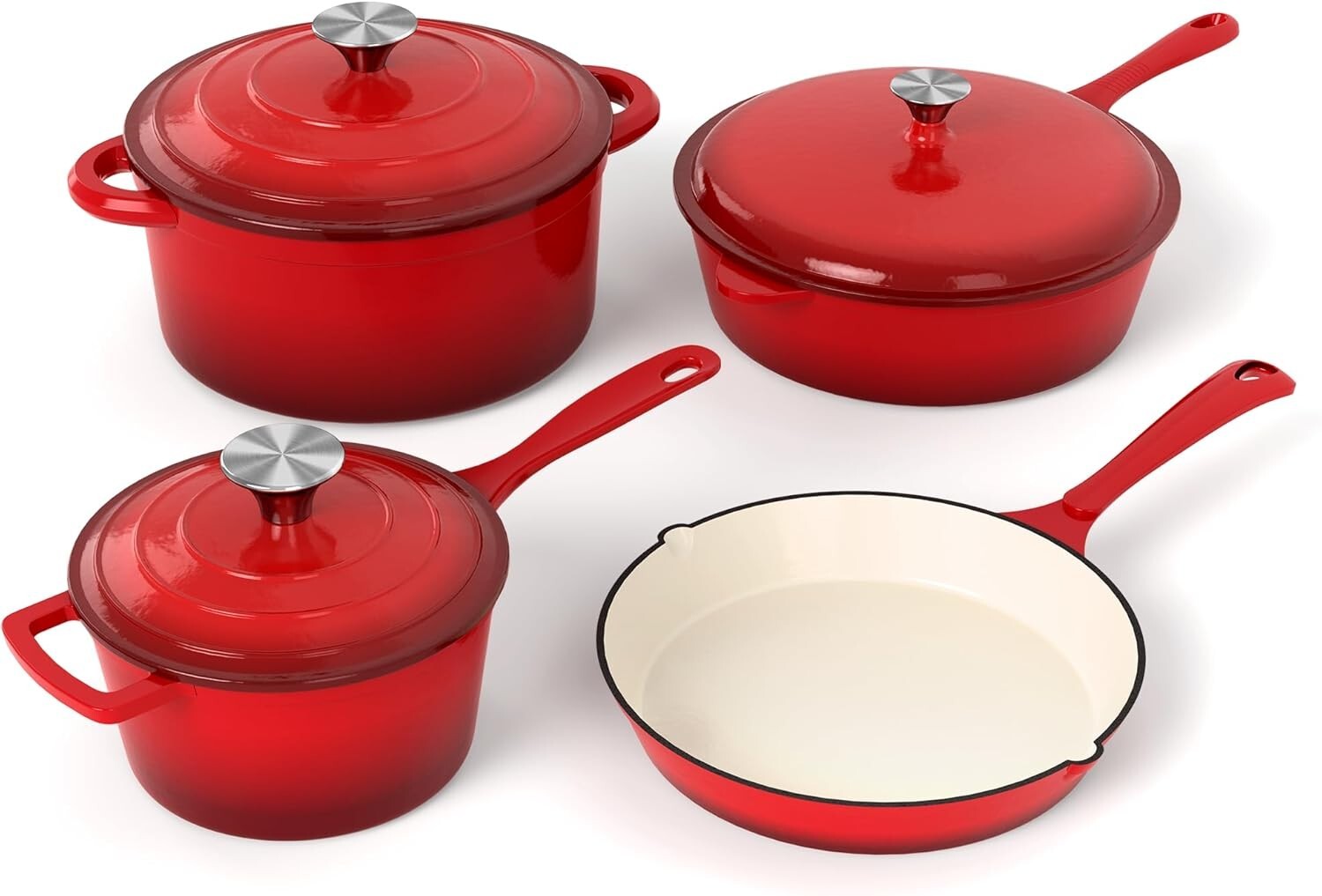 Enameled Cast Iron Cookware Set – Set of Dutch Ovens,Ceramic Nonstick Coated