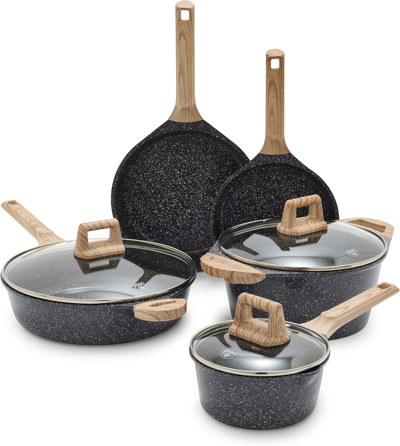 Arte 8 Piece Ceramic Nonstick Cookware Pots and Pans Set, Induction Suitable, PF