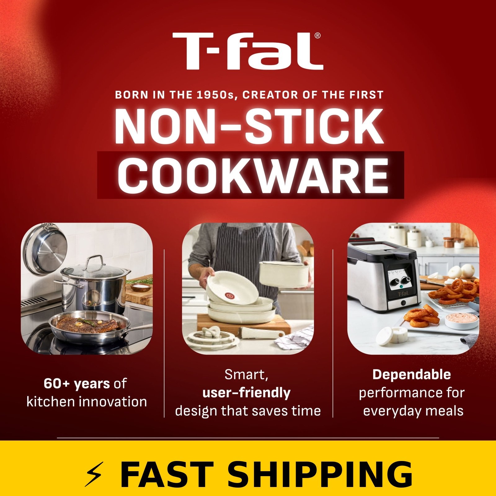 T-fal Easy Care Nonstick Cookware Set, 12 Pieces, Grey