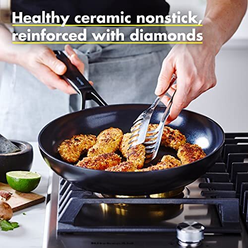 GreenPan SmartShape Healthy Ceramic Nonstick, 11″ Frying Pan Skillet, Black