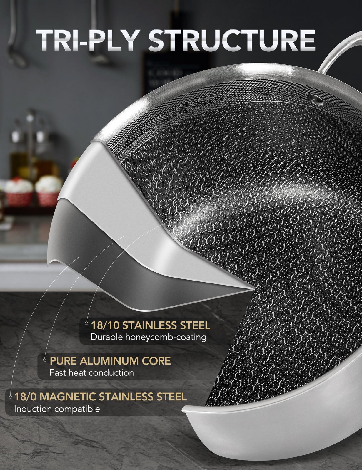 6 Pcs Tri-ply Stainless Steel Pot Set, 2QT & 3QT & 8QT Pot with Lids, Nonstic…