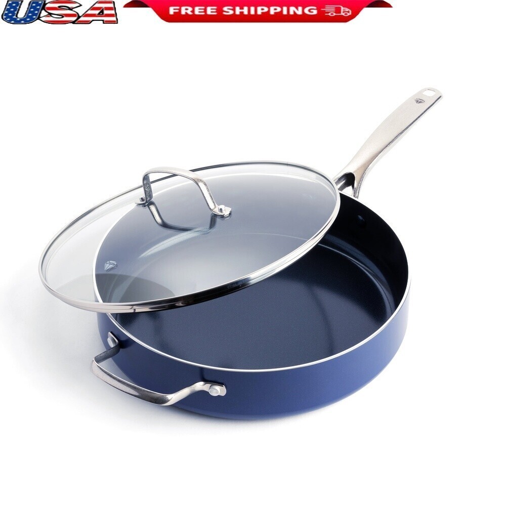 Toxin Free Ceramic Metal Utensil 5QT Sauté Pan Nonstick Dishwasher Oven Safe New