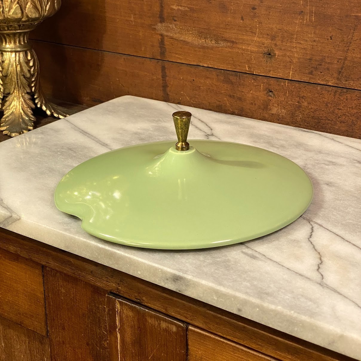 Vintage Salem Mint Green Ceramic Lid w/ Metal Handle Replacement