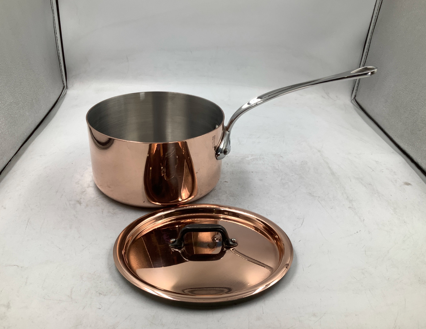 Mauviel M’Heritage 150 S Polished Copper & Stainless Steel Sauce Pan. 1.9 Qt