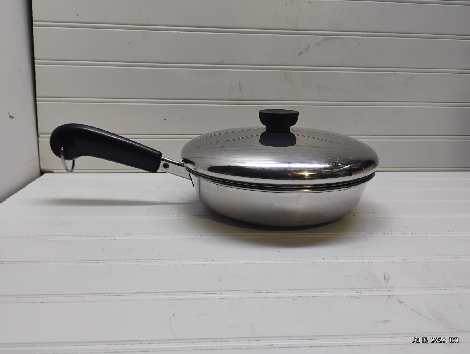 Revere Ware 8″ Skillet Tri-Clad Stainless 4 Cup Egg Poacher Insert Ring & Lid