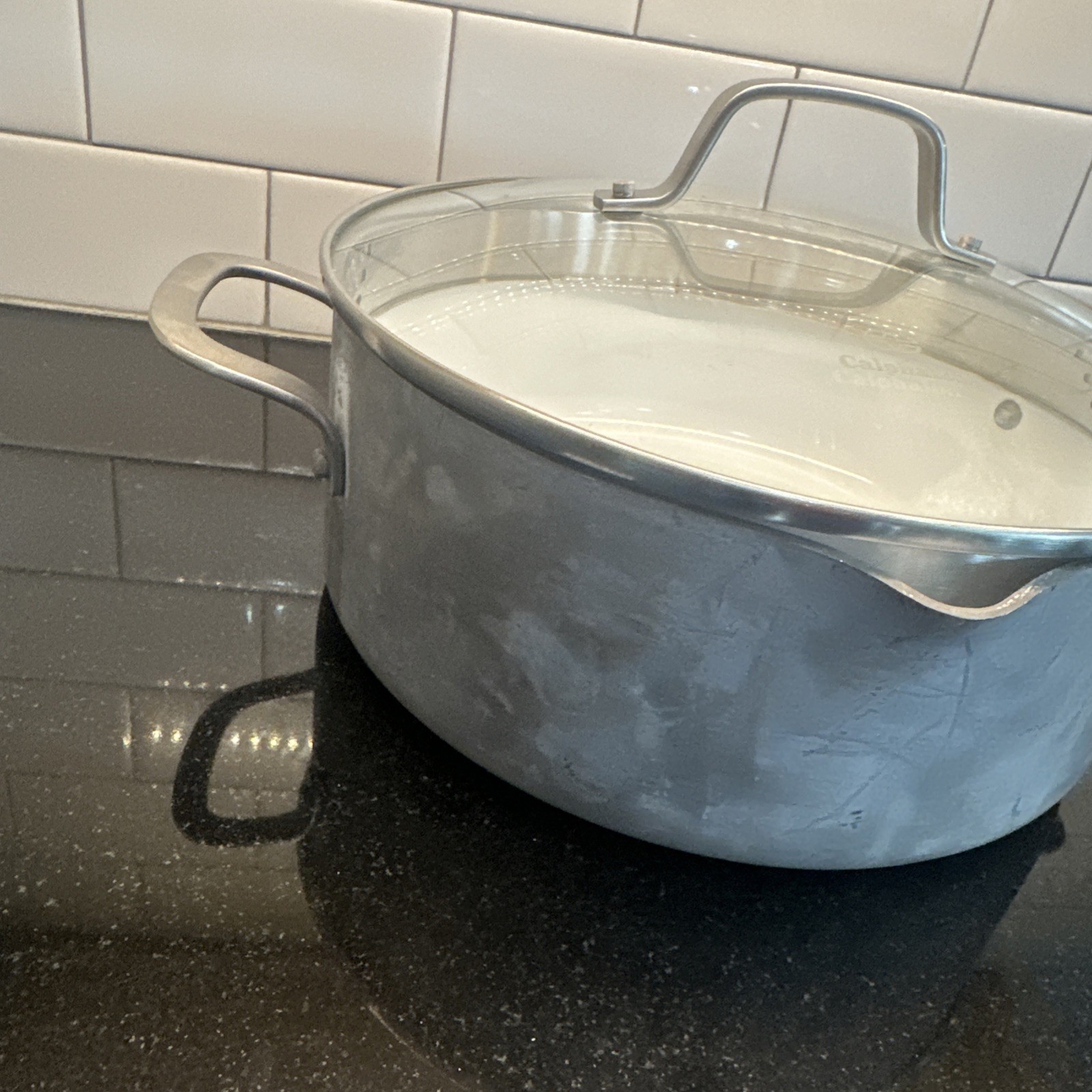 Calphalon Classic Anodized 5 Qt Stock Pot & Glass Lid 8785 Ceramic Non Stick USA