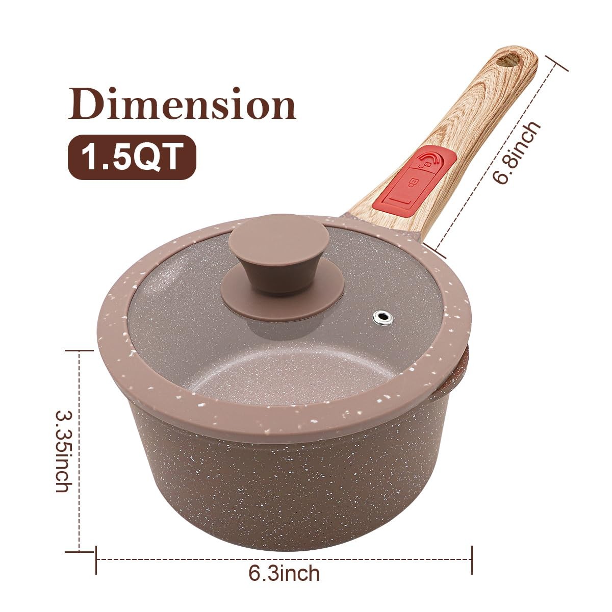 2.3 Quart Ceramic Nonstick Saucepan With Lid Small Sauce Pot With Pour Spouts Fo