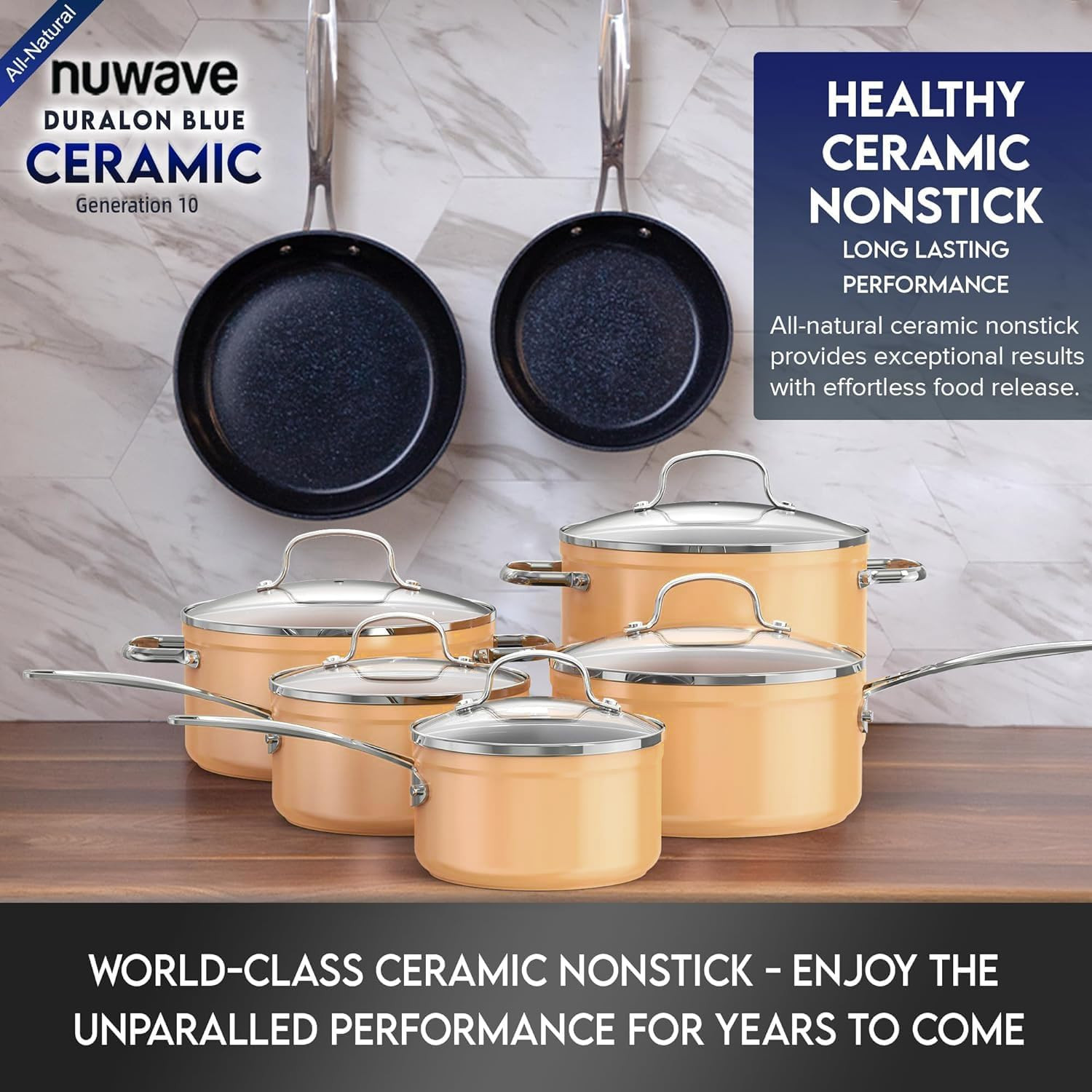 Duralon Blue Ceramic Nonstick Cookware Set – PFAS Free & Scratch-Resistant