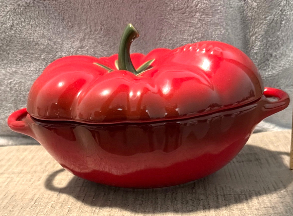 Staub Ceramic Petite Tomato Shaped Cocotte Mini Dutch Oven With Lid