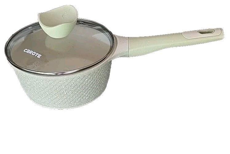 CAROTE ~ 2 Qt Saucepan w/Lid ~ Induction Stone Nonstick Aluminum/Granite ~ GREEN