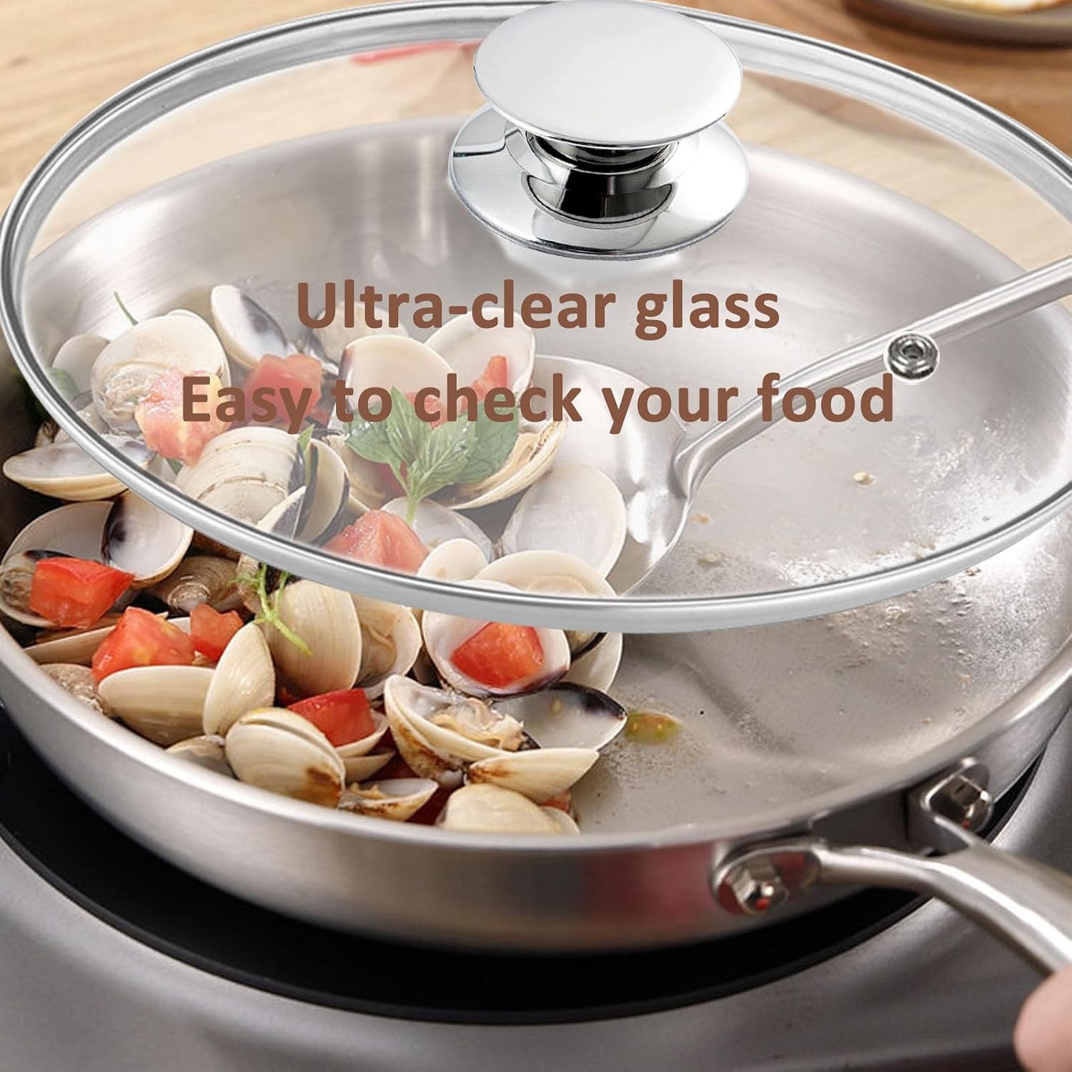 Glass Lids for Pots and Pans, 8, 11, 12, 12.6 Inch Pan Covers for Cookware,