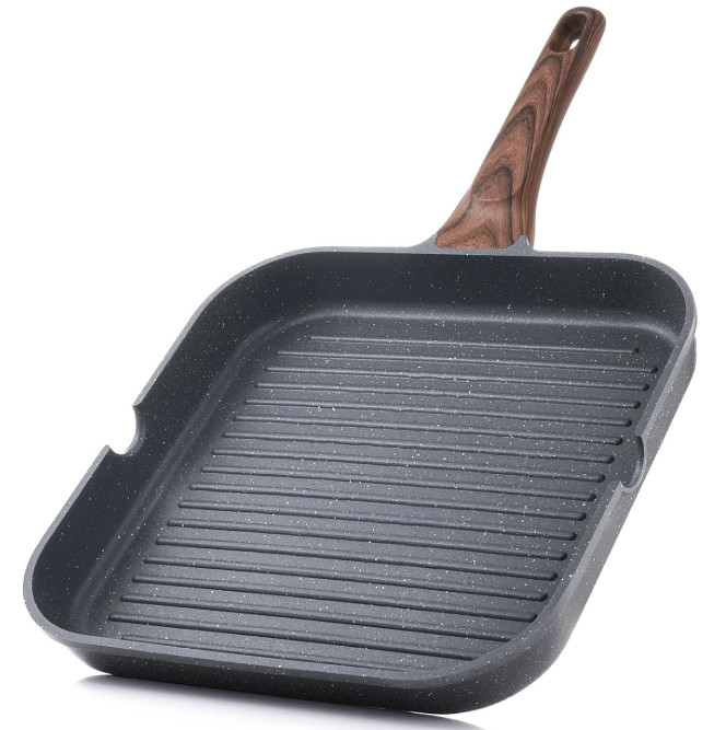 Sartén grill antiadherente de 9,5” con vertedores, para cocina interior y exteri