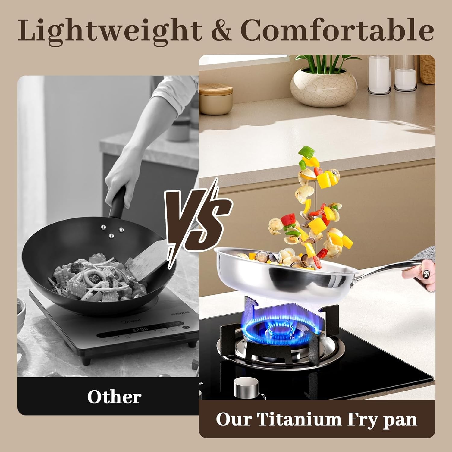 9.45″ Titanium Pans for Cooking Pure Healthy Titanium Frying Pan | No Coating