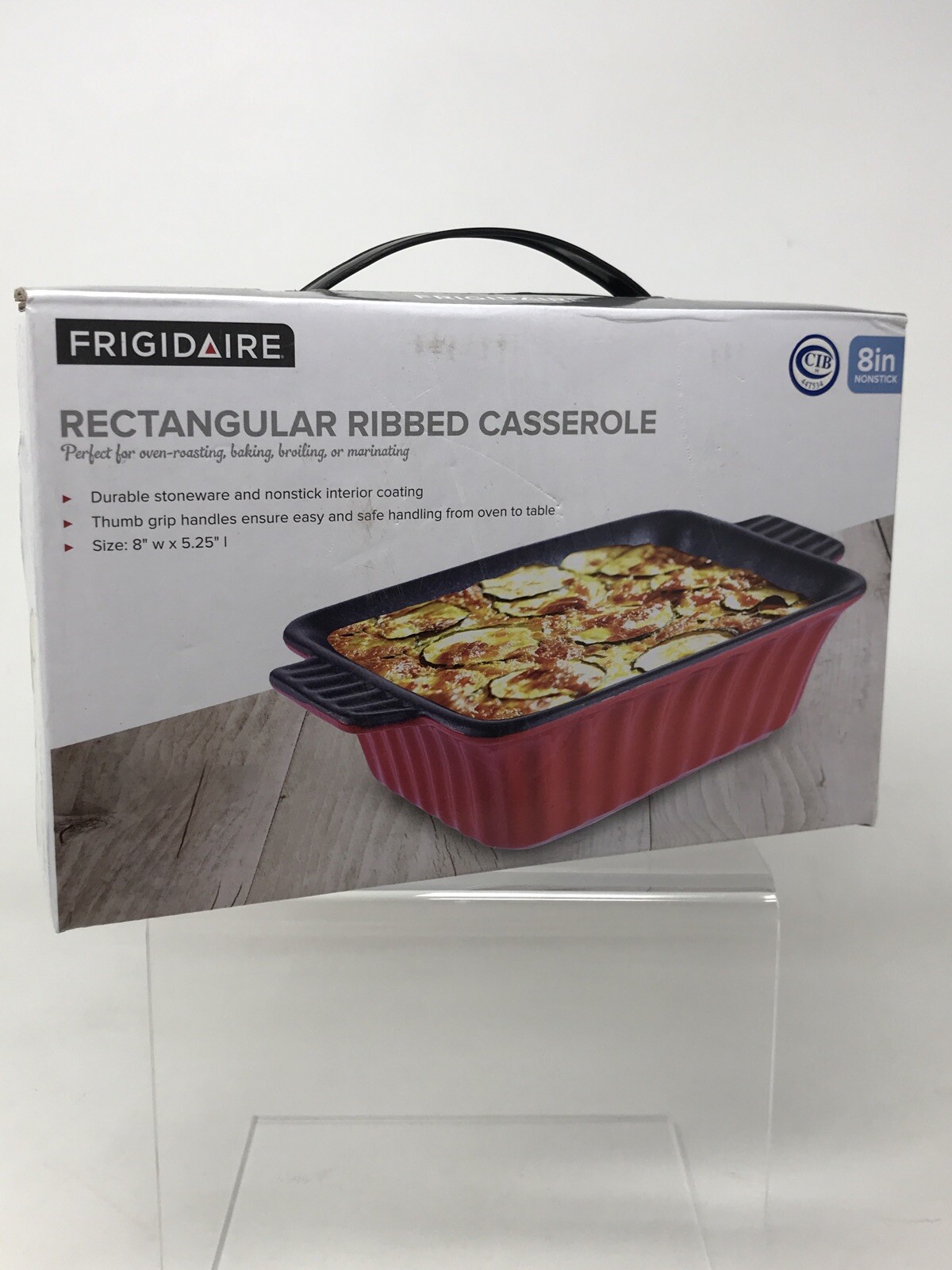 NEW FRIGIDAIRE Rectangular Ribbed Casserole 8″ Non-stick Stoneware Pan