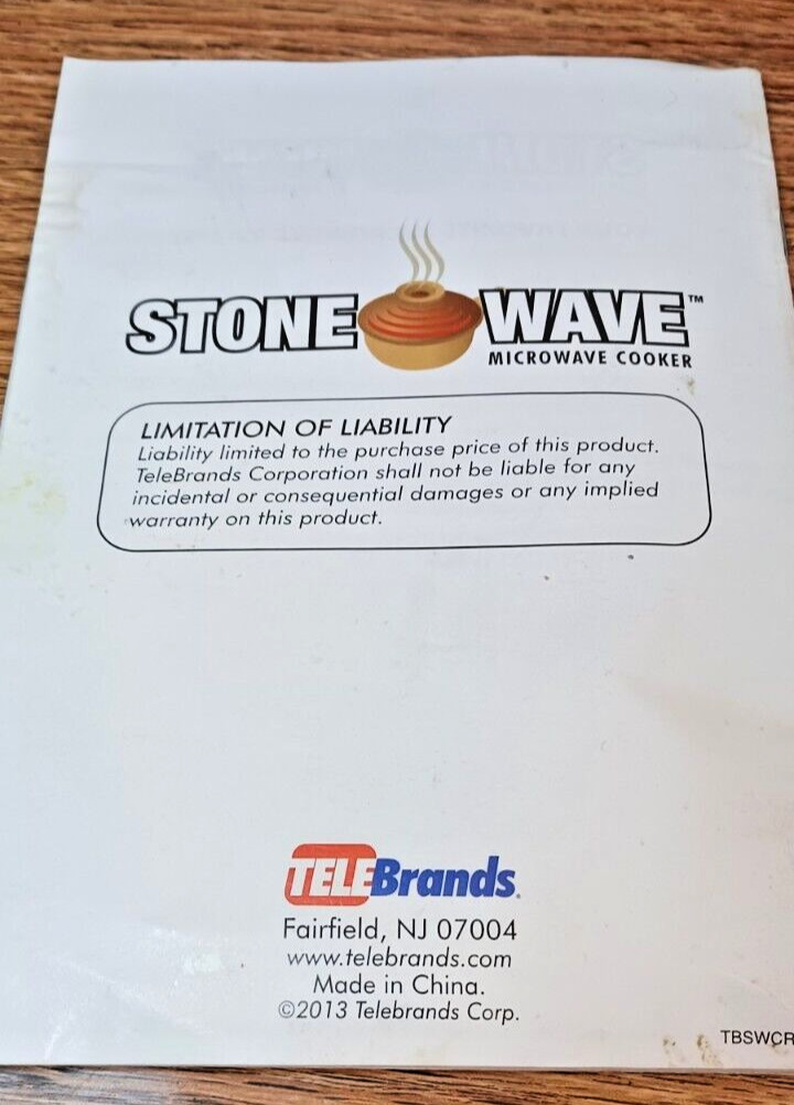 Stone Wave Microwave Stoneware Cookers SET OF TWO (2) WITH RECIPES