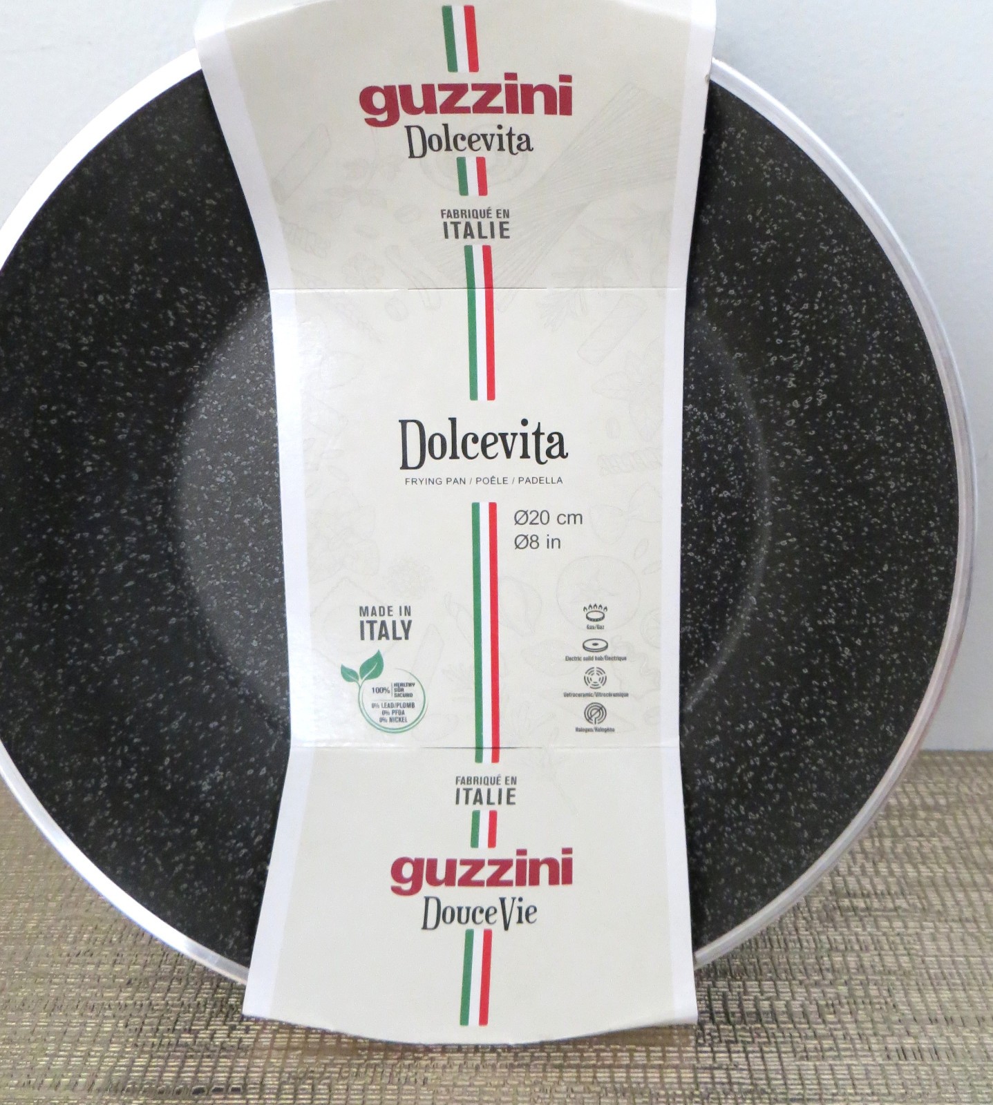 Guzzini Dolcevita 8″ (20 cm) Fry Pan Made in ITALY Black Non Stick New/tag