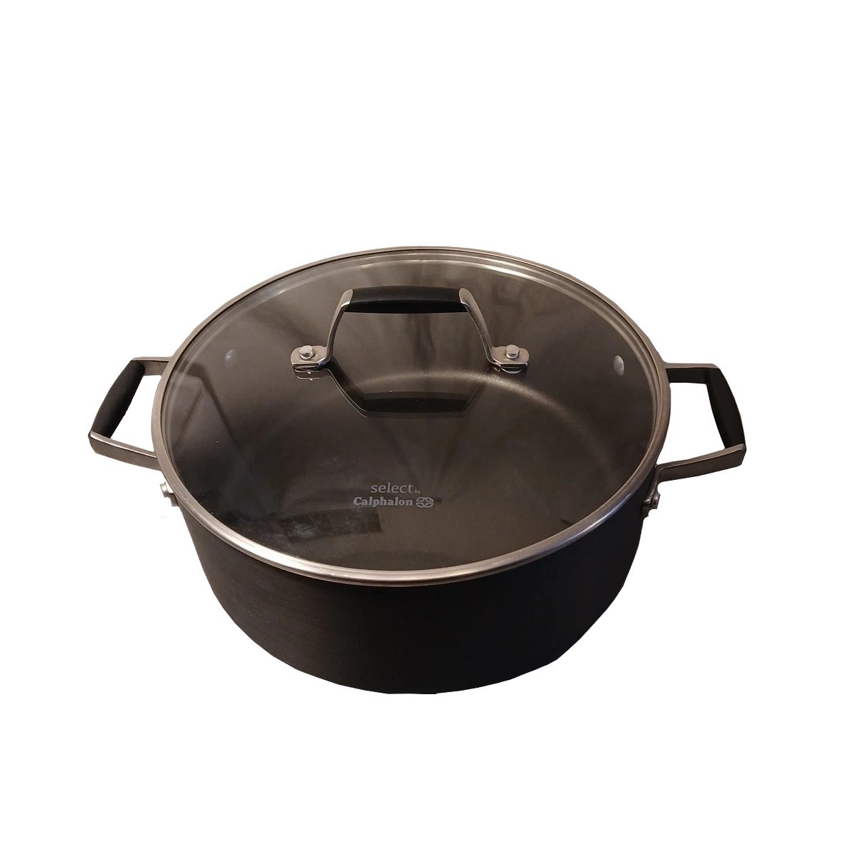 Calphalon 8785 5-Quart Double Two Handle Flat Bottom Round Dutch Oven Glass Lid