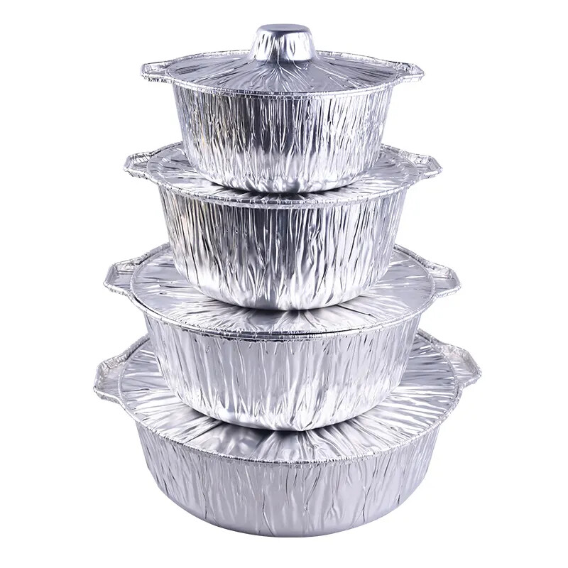 JetFoil Aluminum Round Foil Pan Heavy Duty Disposable Food Containers with Lids