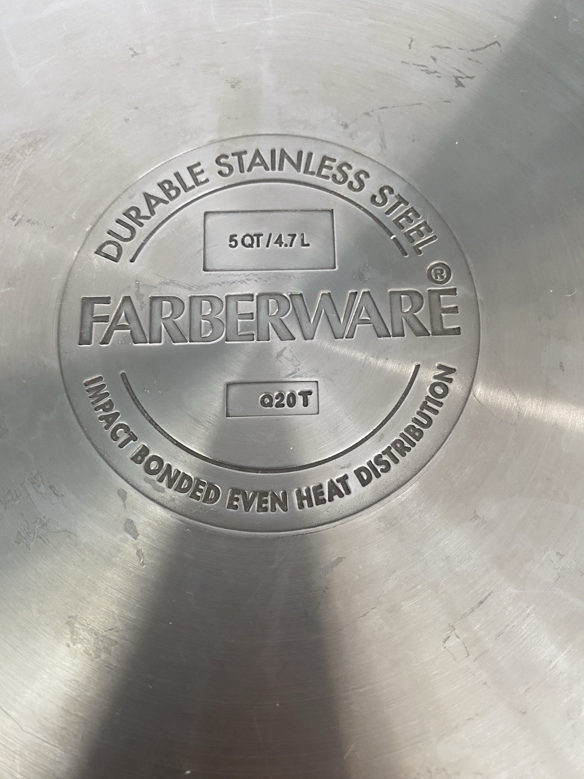 Farberware 5 QT Stainless Steel Stock Pot W/Glass Lid Dutch Oven Impacted Bonded