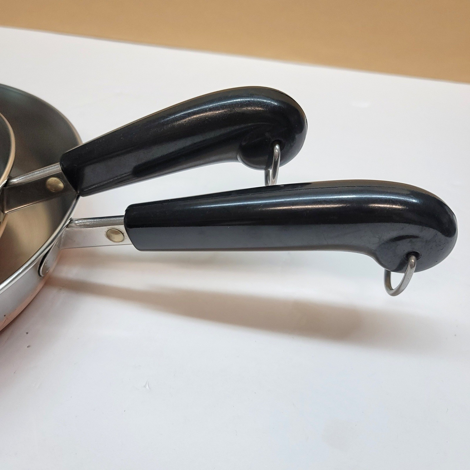Vtg Revere Ware Copper Bottom/Stainless Skillet Set 7 & 9 inch Frying Pans USA