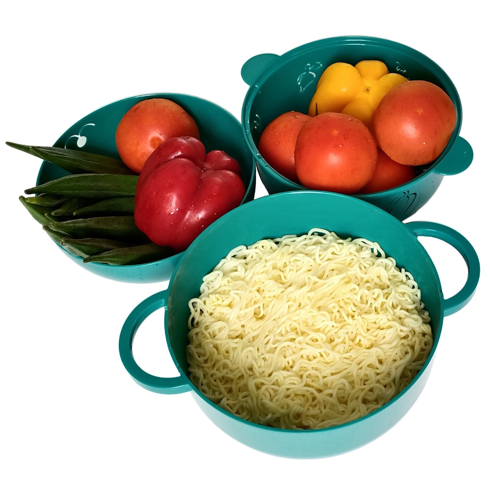 Green 68 Oz Microwave Ramen Bowl Noodle Cooker Steamer With Strainer Kitchen