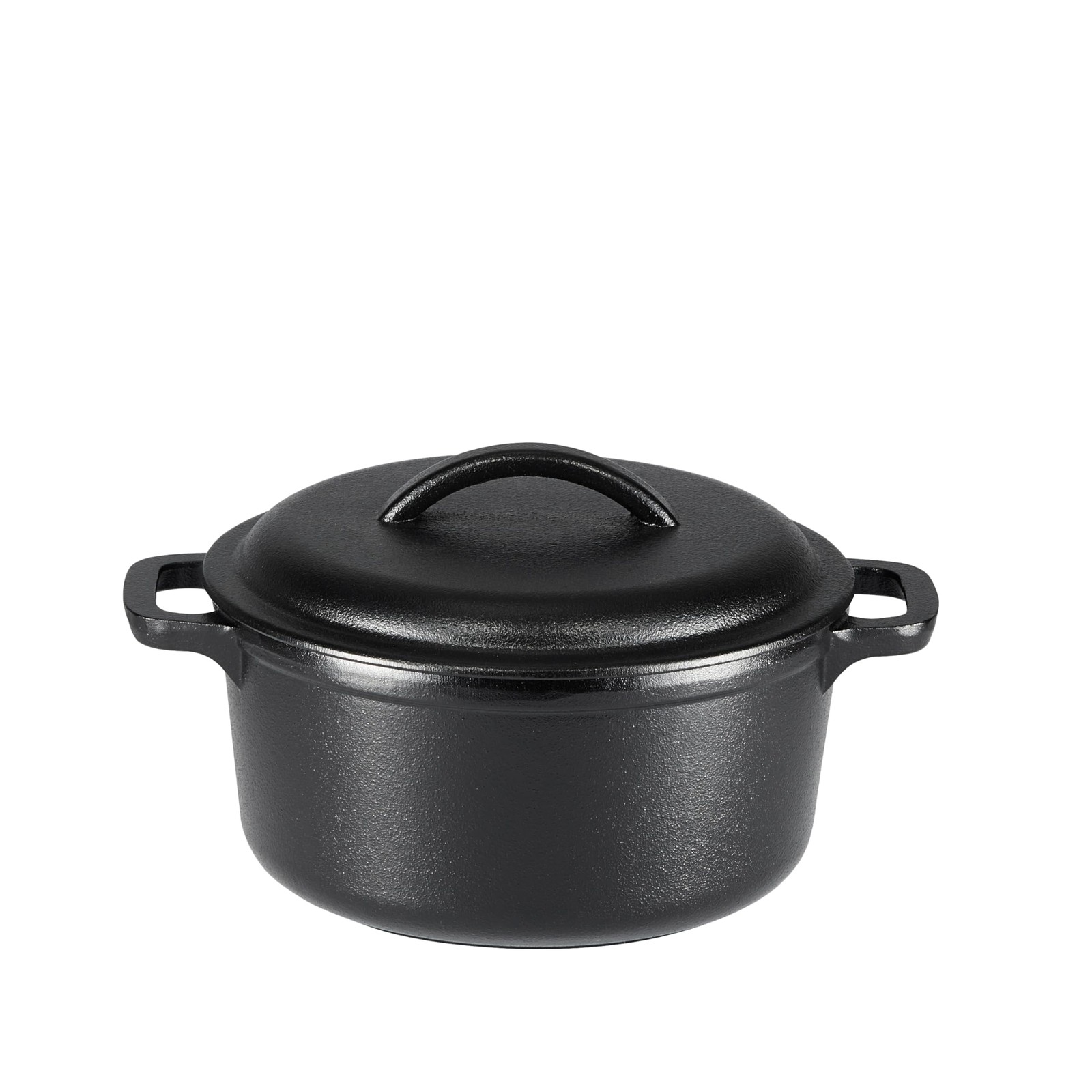 Amazon Basics Pre-Seasoned Cast Iron Mini Dutch Oven Pot with 2-Quart, Black