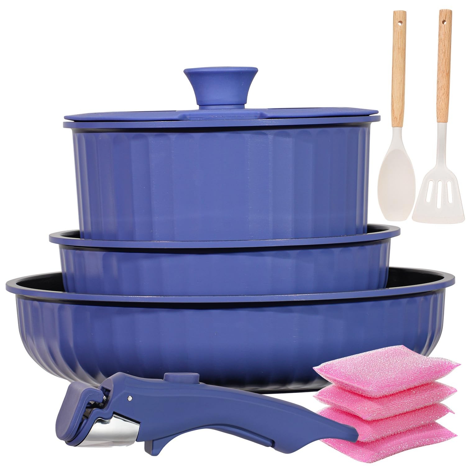 Vivicreate 11 Piece Pots and Pans Set Nonstick with Removable Handle, Inducti…