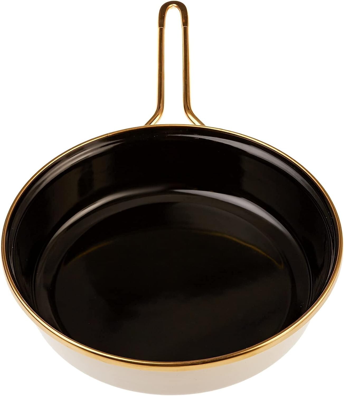 Retro Enamel Frying Pan and Shallow Frying Pan Set, 2 Pcs, White&Red, Non-Stick,