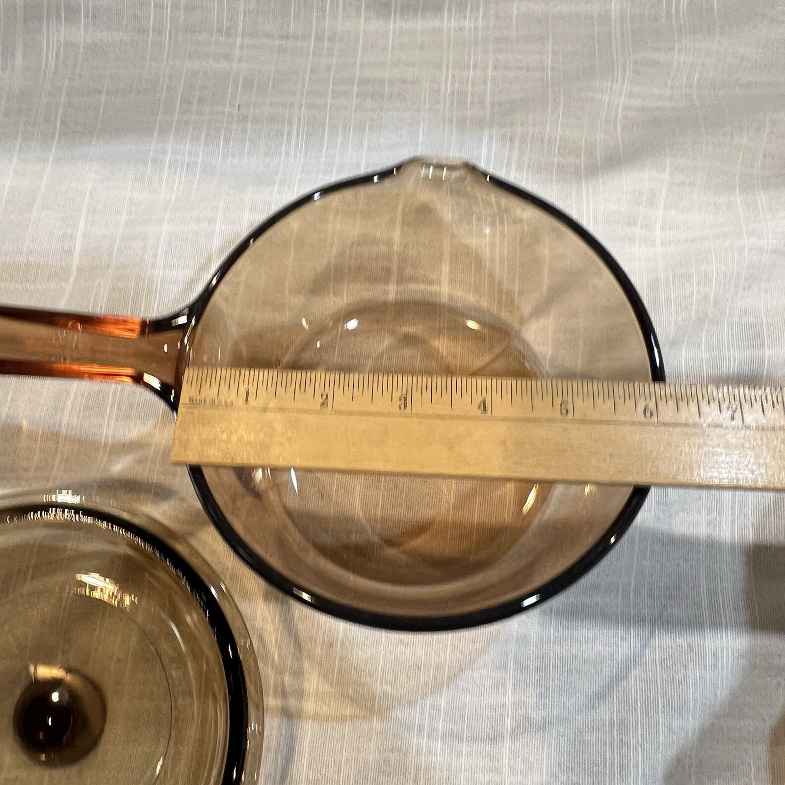 Visions Corning 1L Amber Glass Saucepan Pot Pyrex Lid w/ Pour Spout V1C Vintage