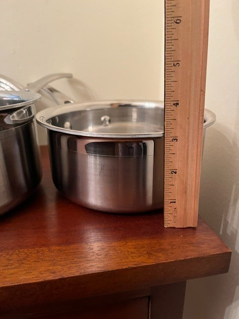 Le Creuset Stainless Steel Cookware 2 Handled Pots & 1 Lid 2 & 1.5 Qts. 3 Pieces