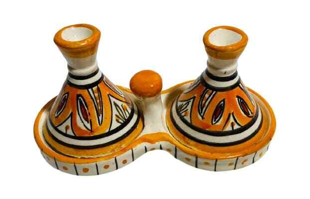 GGE “MELH ORANGE” TAGINE Multi-Purpose SALT & PEPPER SMALL Moroccan Tajine