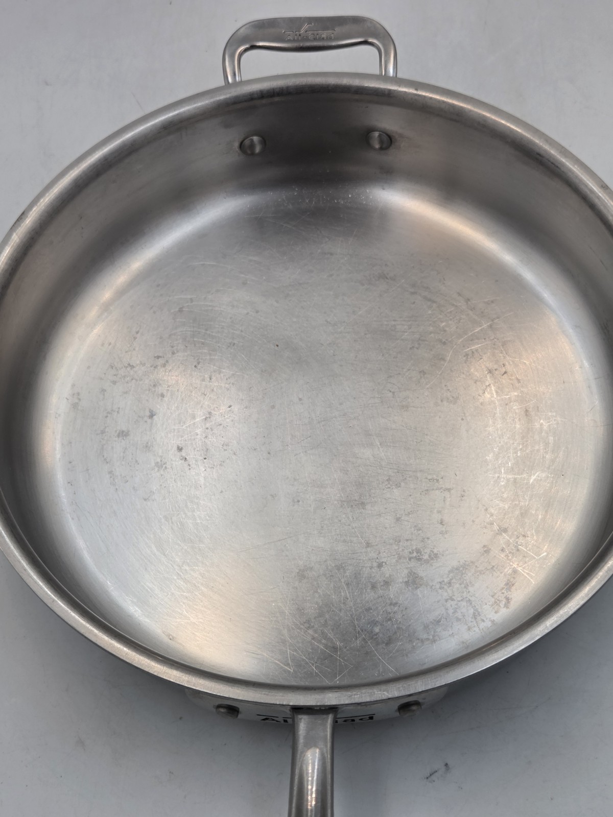 Lot Of 2 ALL CLAD Stainless Steel Saute Fry Pans 8″ and 11″ Very Nice U.S.A