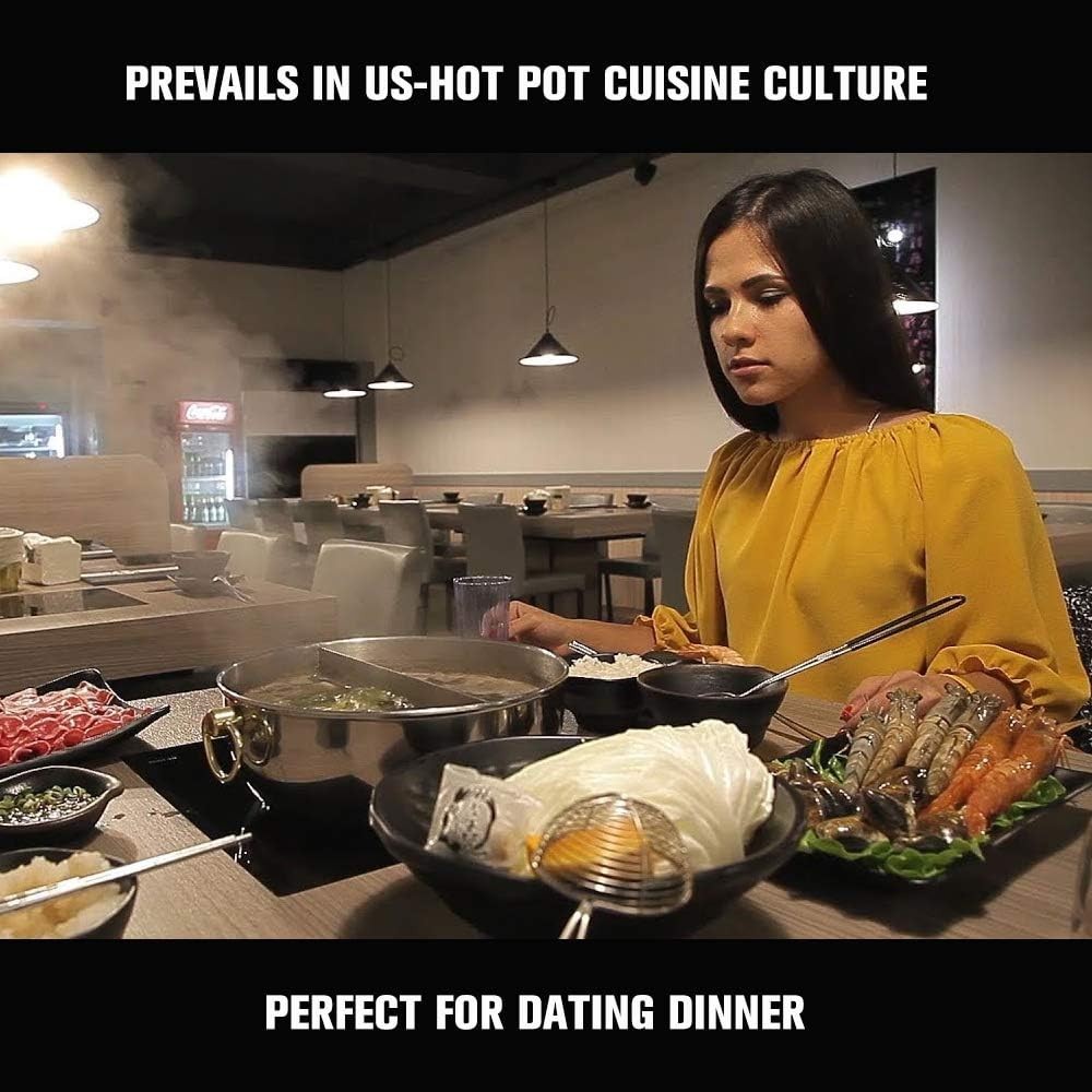 Olla shabu shabu de acero inoxidable con divisor para cocina estufa y de gas