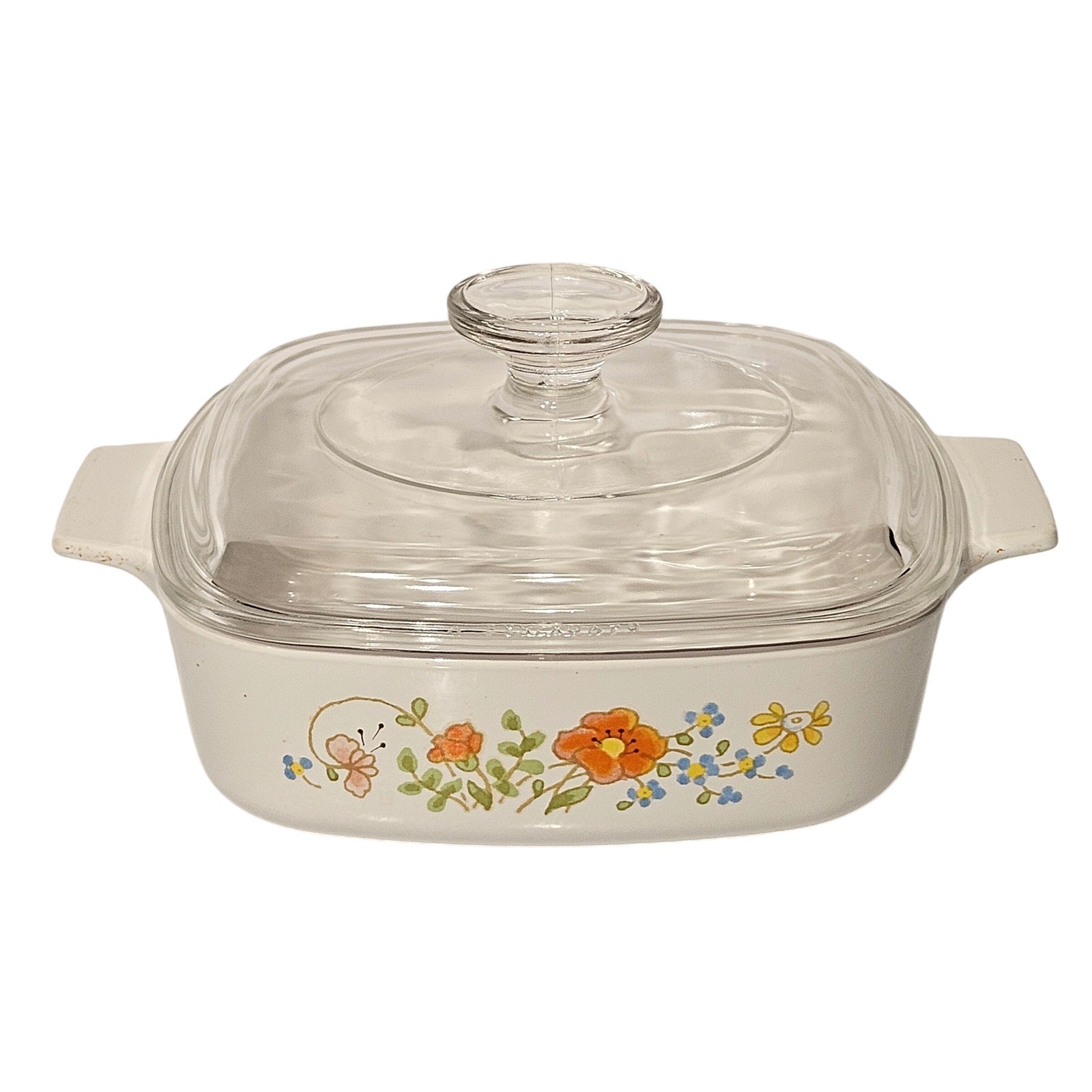 Corning Ware Wildflower Casserole Dish 1.5L White Floral A-1 1/2-B with Lid
