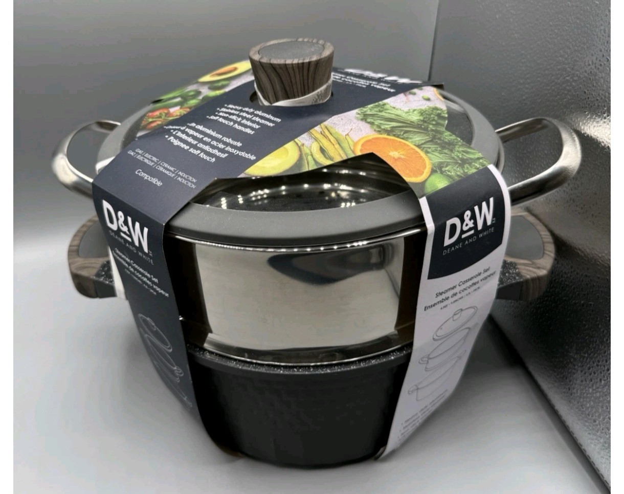 D&W Deane & White Steamer Casserole Set Black-4.5qt/9.5” BRAND NEW