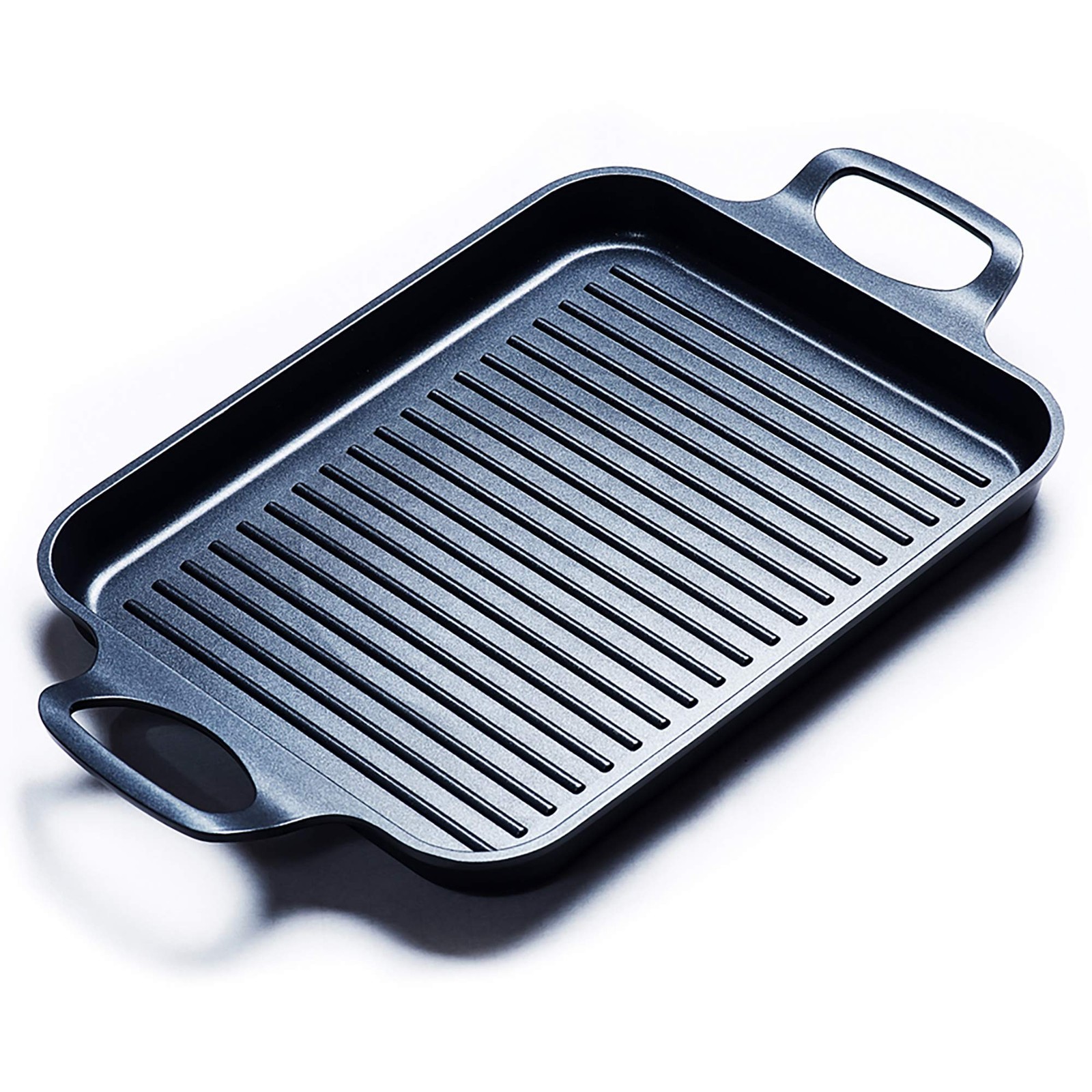 S·KITCHN Nonstick Grill Pan, Induction Stove Top 13*10.6*1.6IN, Black