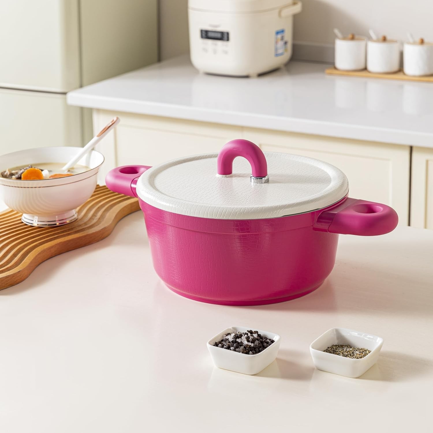 4QT Nonstick Stock Pot with Lid Ceramic Casserole with Die-cast lid Non-toxic