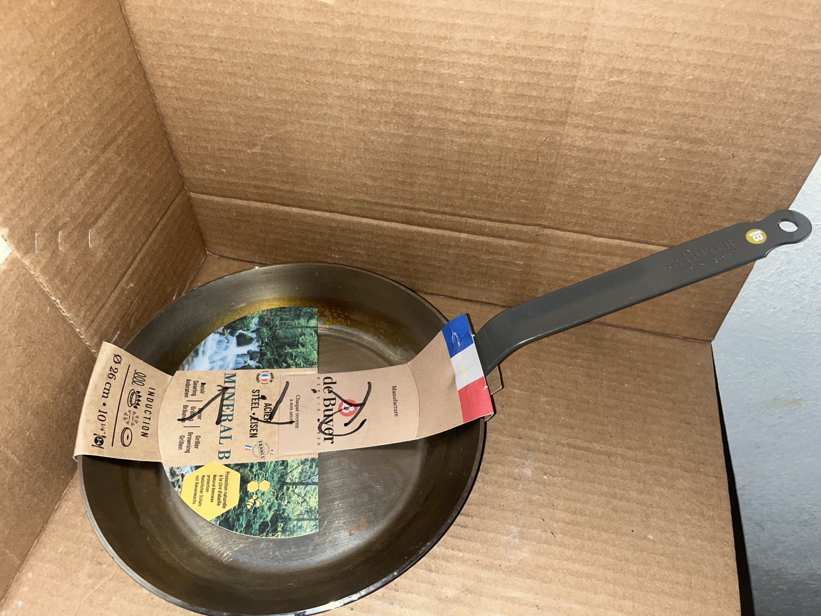 De Buyer Mineral B Element Carbon Steel Non-Stick Oven Safe Fry Pan 10.25”
