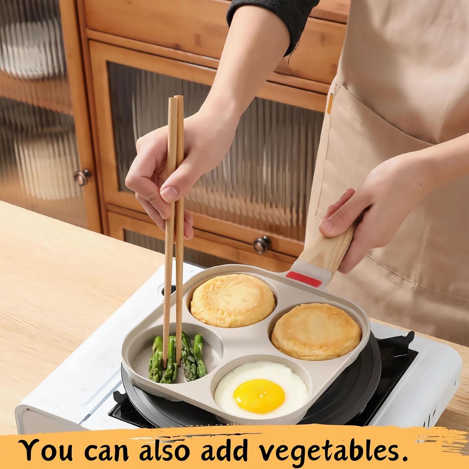 Egg Pan 4 Cup Nonstick Frying Omelette Pan with Lid for Breakfast Skillet for…