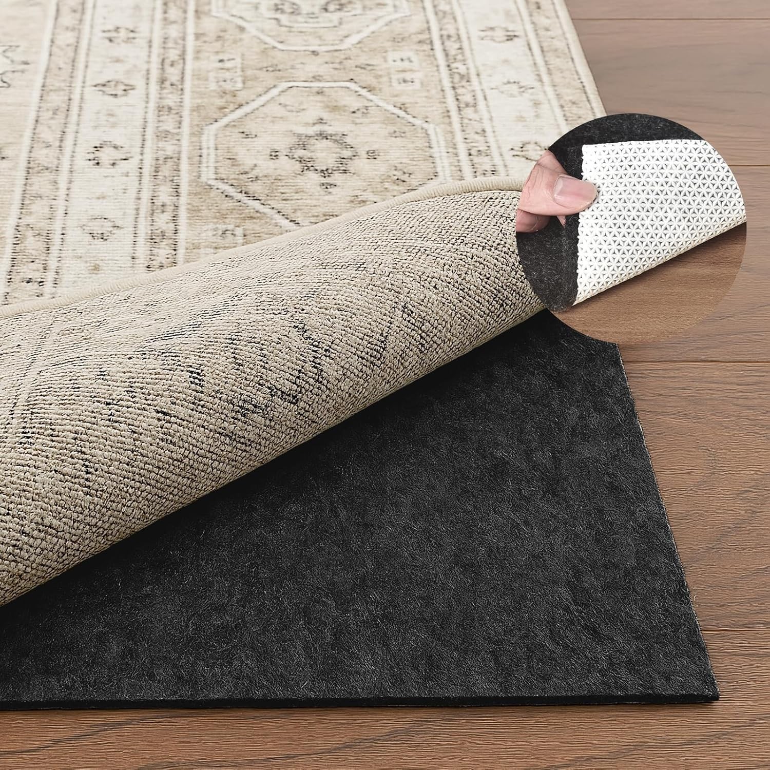 Deep Dream Dual Surface 5X8 Rug Pad Waterproof 1/8 Thick Rubber Backing Non