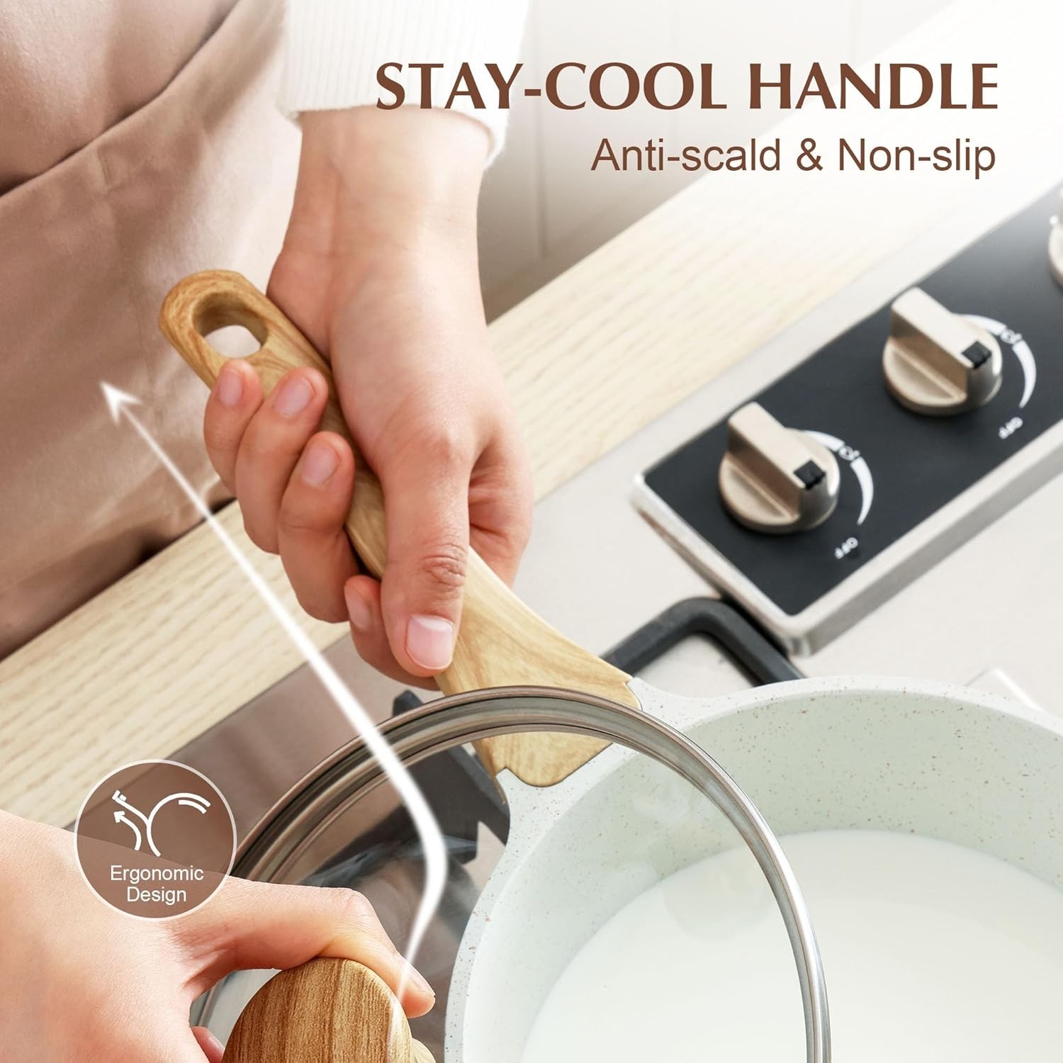 Compact 1.5QT & 2.5QT Nonstick Ceramic Saucepan Set – Easy Clean & Versatile