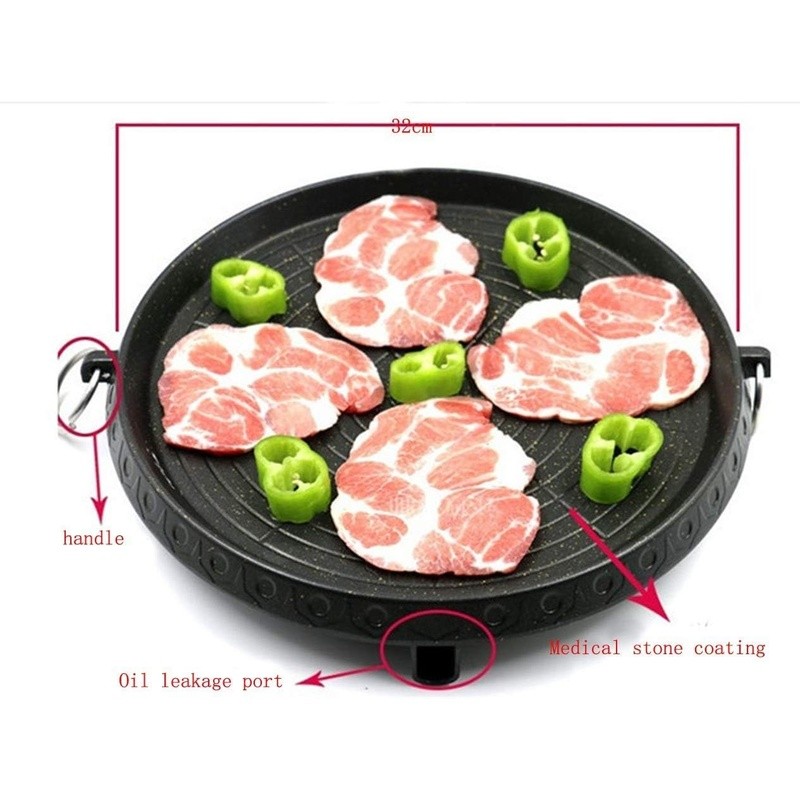 Korean BBQ Grill Pan Nonstick Smokeless Tilt Design Indoor Outdoor Cooking New