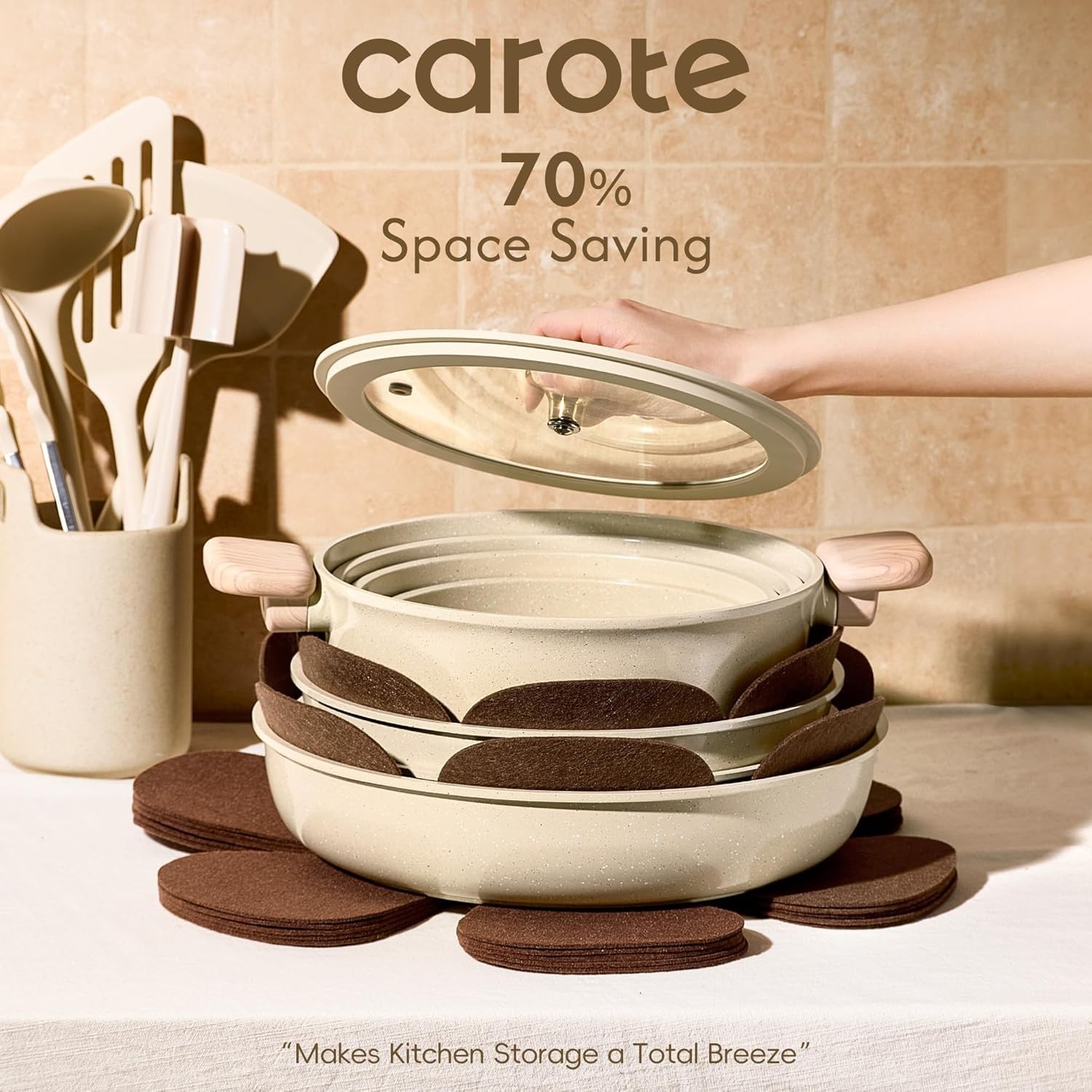 25PCS Ceramic Cookware Set, Pots and Pans set Non Stick, RV Kitchen Cooking S…