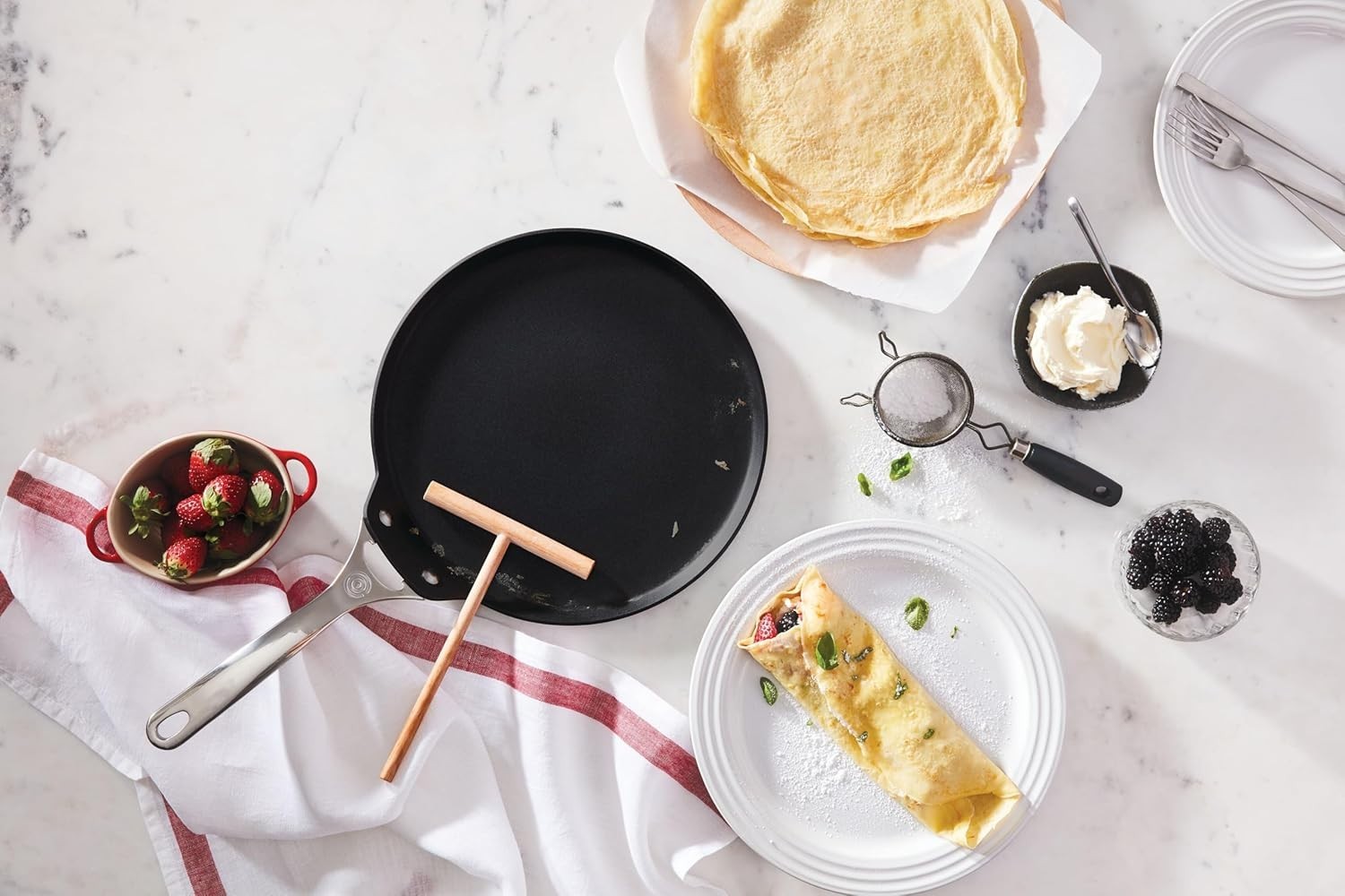 Le Creuset Toughened Nonstick PRO Crepe Pan with Rateau, 11″ NEW