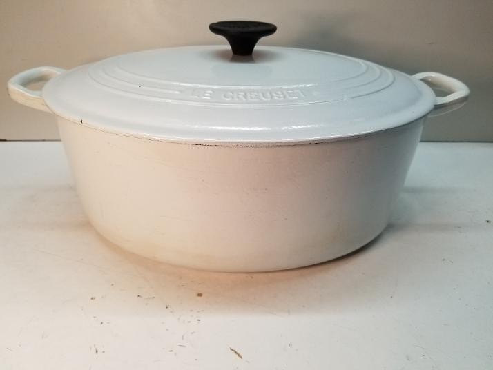 Le Creuset Oval Casserole Cocotte 31cm 6.3L White Enamel Cast Iron