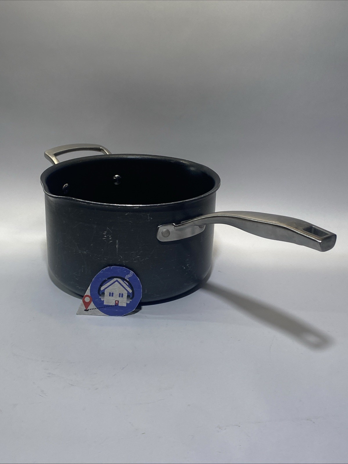 Member’s Mark 4Qt Saucepan Pour Spout Rim Anodized Dual Riveted Handles Heavy!