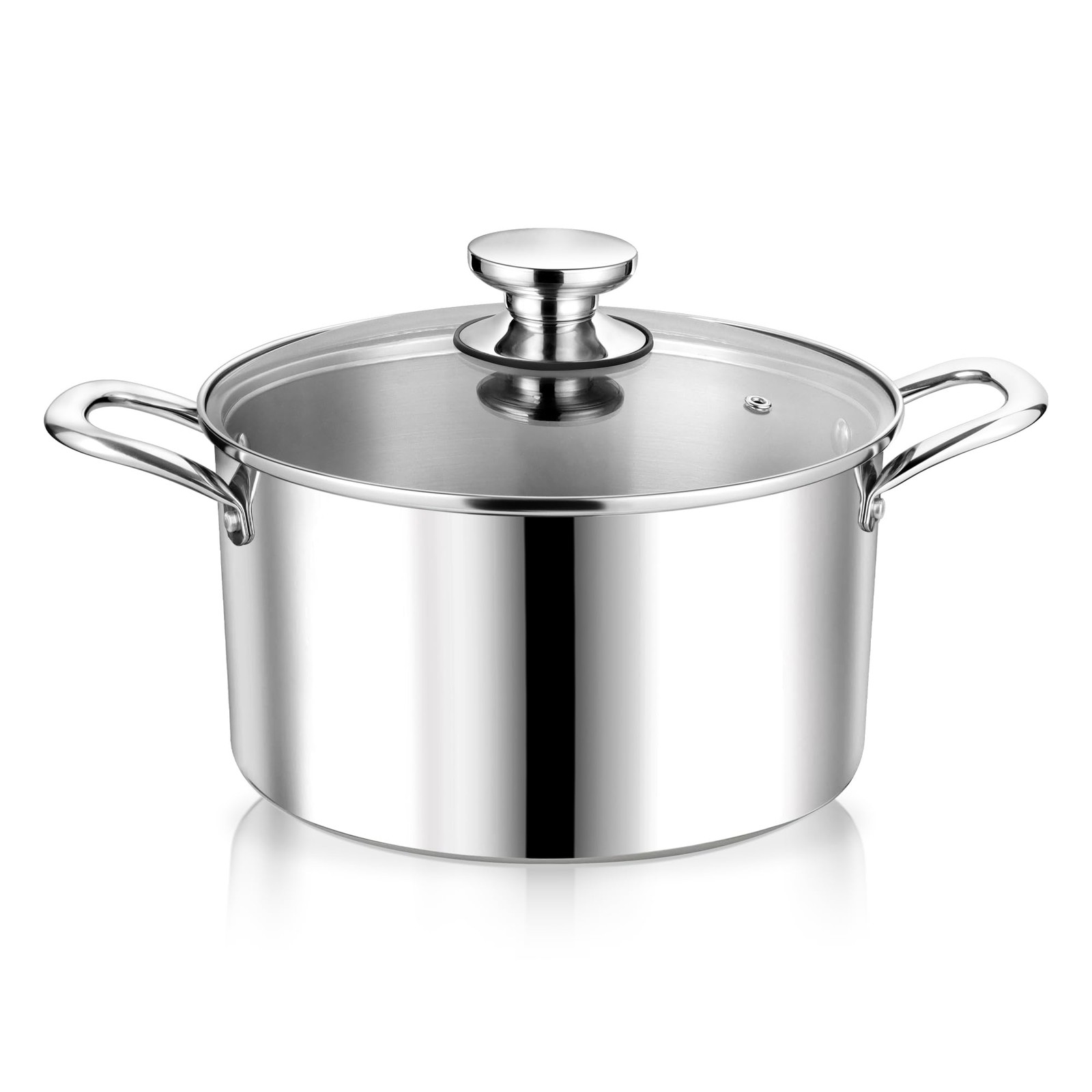 P&P CHEF 4 Quart Tri-Ply Stainless Steel Stock Pot, 4 Qt Stockpot Pasta Cooking